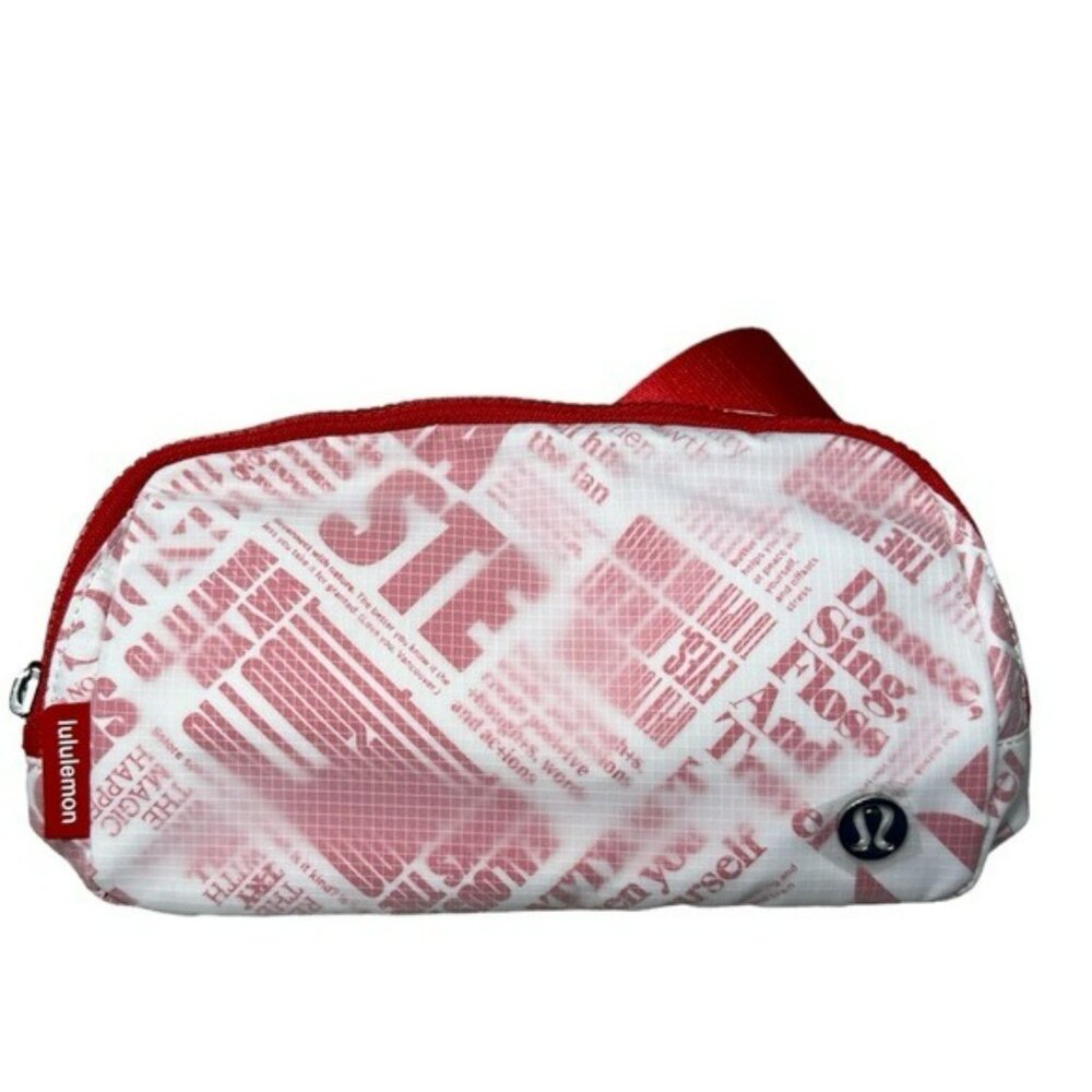Lululemon Belt Bag Manifesto Print NWT Red White 1L Rare Fanny Pack Purse